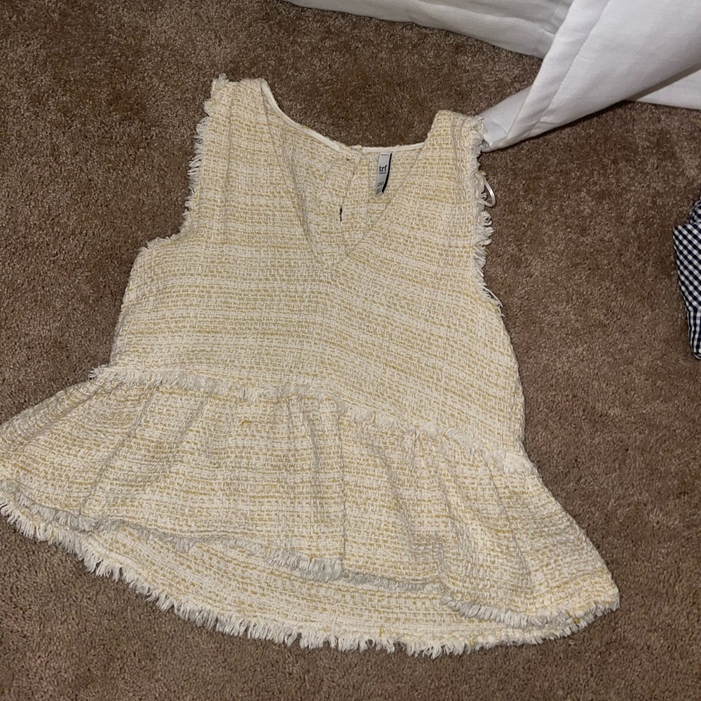 yellow tweed Zara top